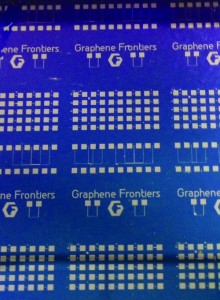 Graphene field effect transistor (GFET) chips by Graphene Frontiers.